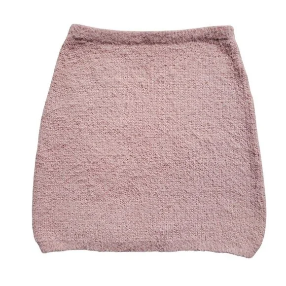 Mimi Chica Fuzzy Plush Hairy Sweater Skirt Blush Light Pink M - Picture 2 of 10